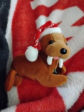 Vintage NWT Coca Cola Bean Bag Plush - Walrus in Coca-Cola Snowflake Night Cap