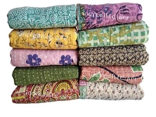INDIAN KANTHA WHOLESALE VINTAGE BLANKET THROW QUILT BOHEMIAN BEDSPREAD