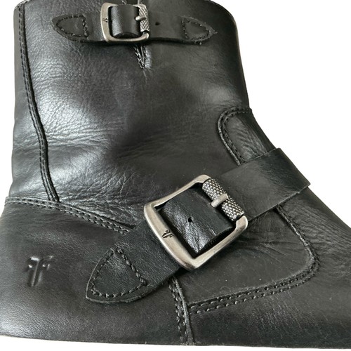 FRYE LENA Black Engineer Moto Short Sneaker Biker Boots Booties Leather Size 9 - Picture 5 of 11