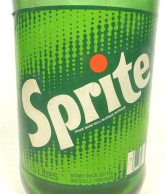 vintage non - ACL PAPER LABEL BOTTLE:  Monster 1.5 LITER SPRITE - TORONTO, ONT. 