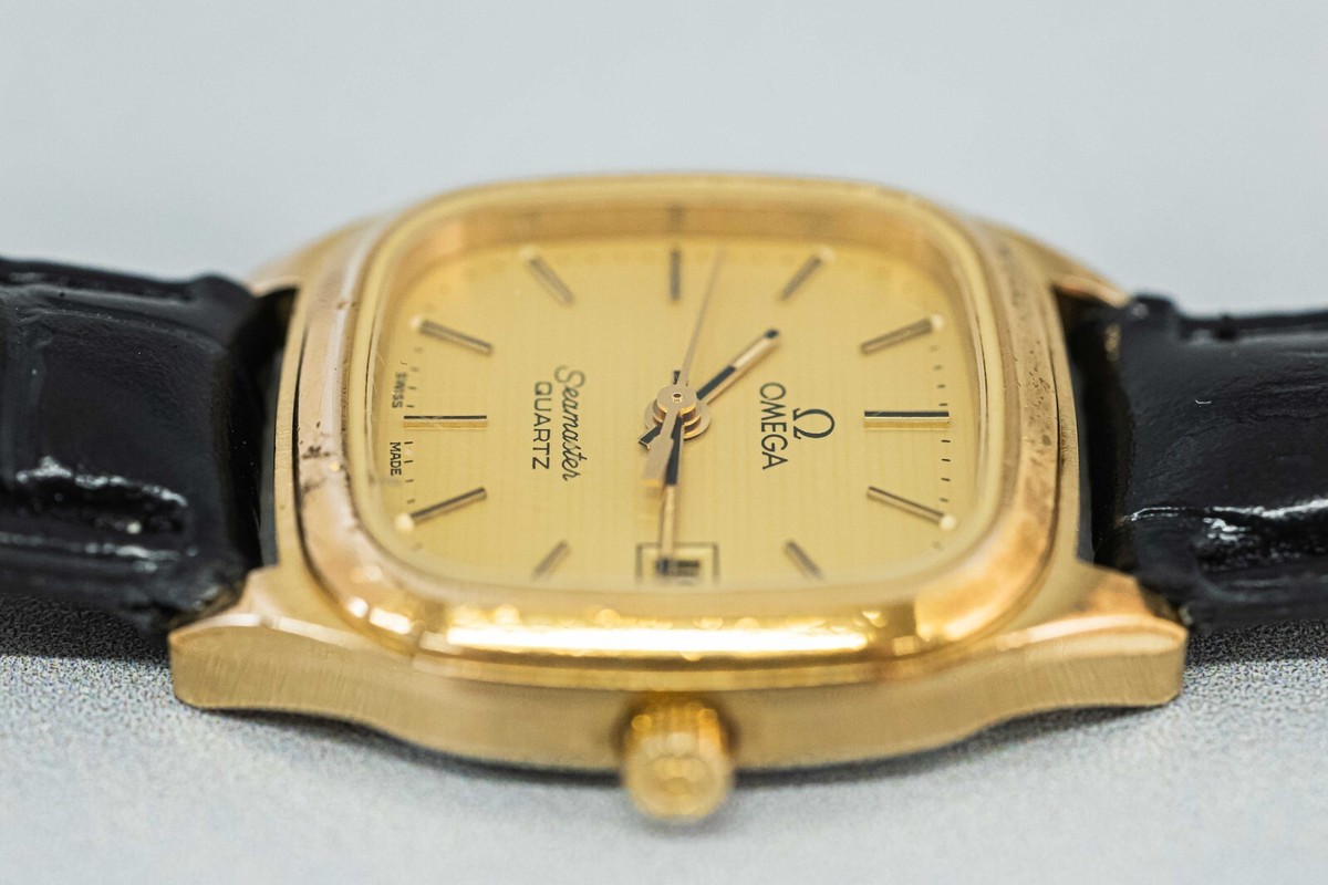 OMEGA Seamaster Quartz ゴールド 時計 1984s Omega Seamaster Quartz Day Date Gold Plated / Steel