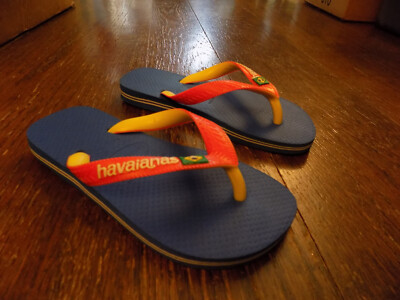 Kids Size 12 Bright Blue Red Yellow Havaianas Brazil Flip