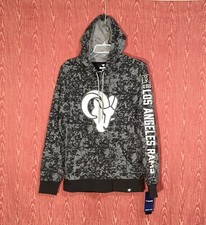 FANATICS LOS ANGELS RAMS BRANDED BLACKOUT TONAL PULLOVER HOODIE BLACK/GRAY NWT
