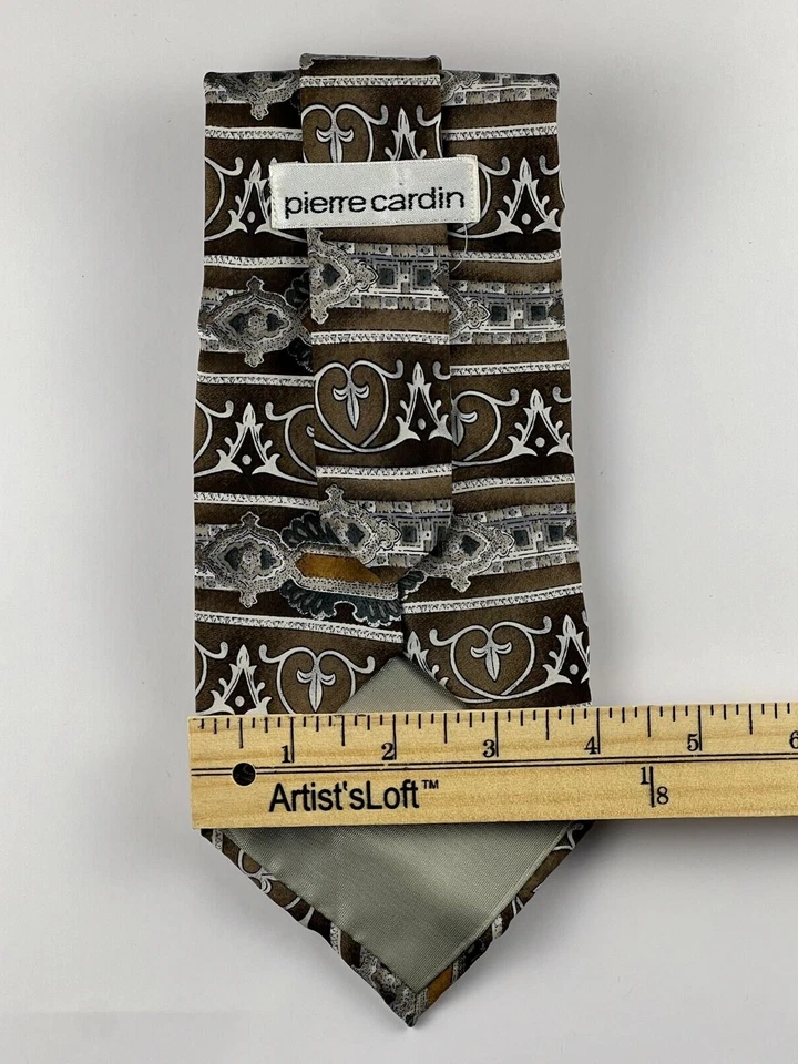 CORBATA PIERRE CARDIN MARRÓN/TOSTADO PAISLEY 100% SEDA Foto 3 de 3