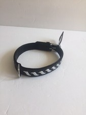 NEW BLACK LEATHER WAVY DESIGN 21" DOG COLLAR MADE IN FRANCE