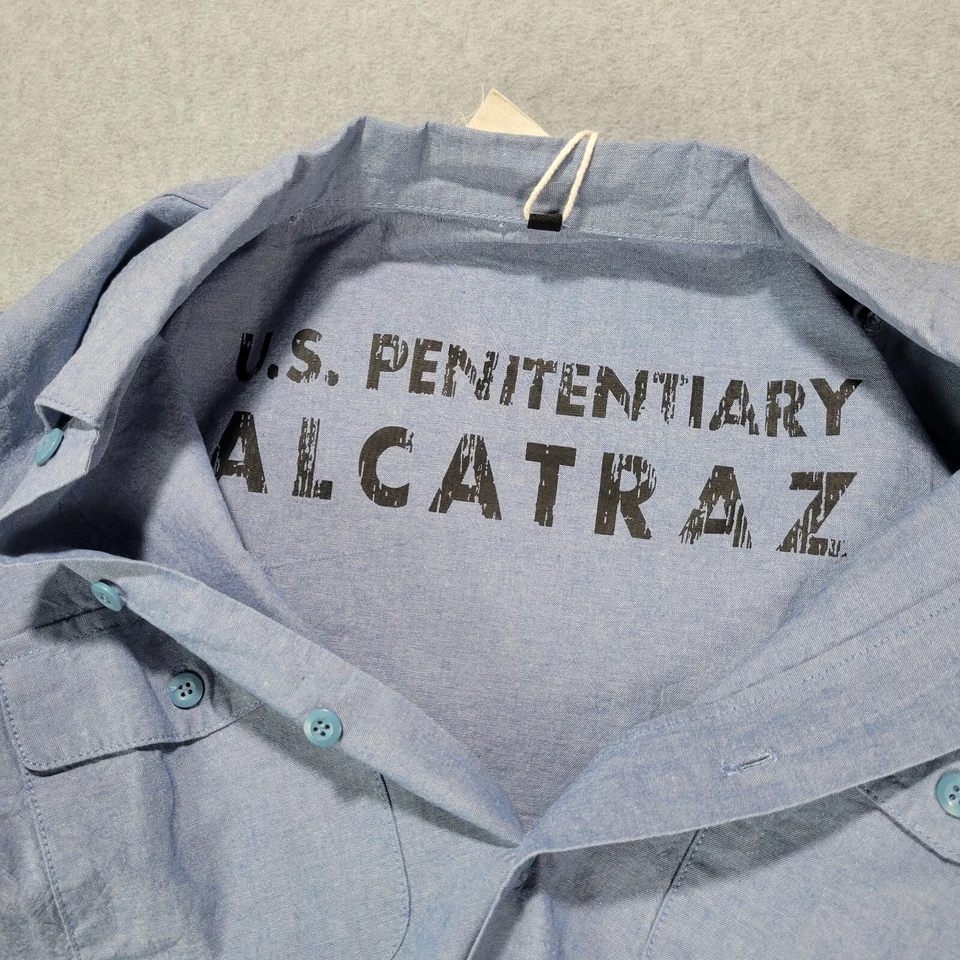 Camisa cambray ALCATRAZ U.S. Penitenciaría para hombre PRISIONERO/INMATE talla M nueva con etiquetas Foto 2 de 4