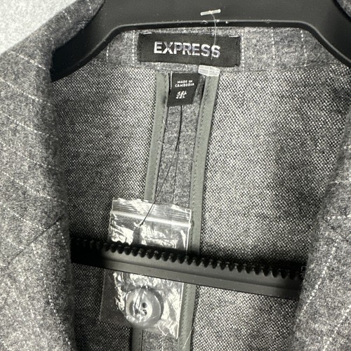 Express Blazer Mens 42L Sport Coat Jacket Gray Stripe Luxe Convertible Slim NWOT - Picture 2 of 13