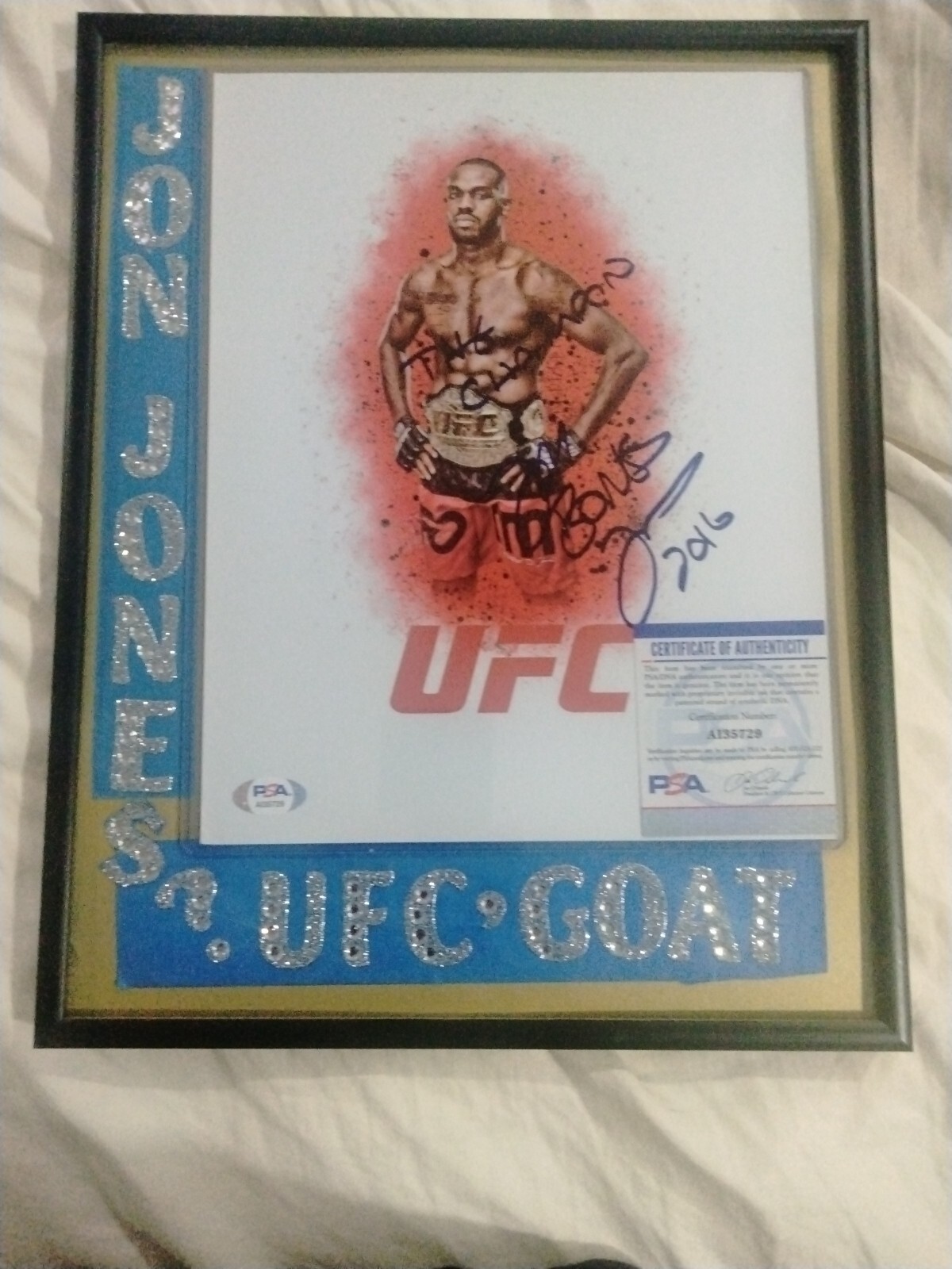 Jon Bones Jones The Goat Auto 8x10 With PSA  Framed🔥🔥🔥 view 2