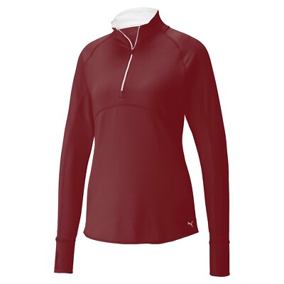 Puma Golf  Womens Gamer Golf Quarter-Zip Shirt 533007-10 Zinfandel Large $65