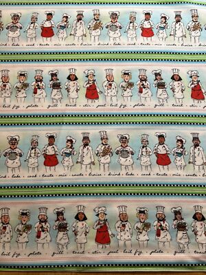Chef's Special Rows Shari Warren For QT Cotton Fabric 1/2 Yard (18 By 44 )