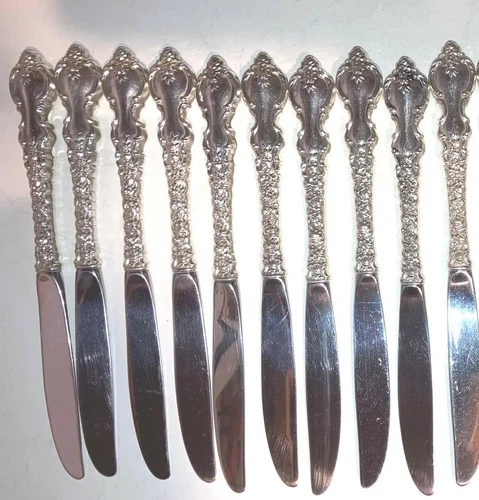Lot Of 10 VINTAGE STERLING SILVER International Du Barry Dubarry 9” Dinner Knife