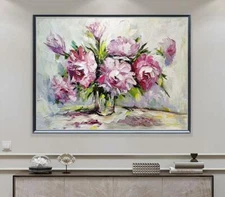 Large Oil Painting Colorful Flowers on Canvas Handpainted modern art Home Decor
