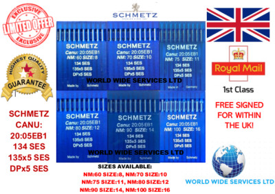 SCHMETZ DPX5SES 135X5SES 134SES GRÖSSEN: 8/16 INDUSTRIELLE NÄHMASCHINENNADELN