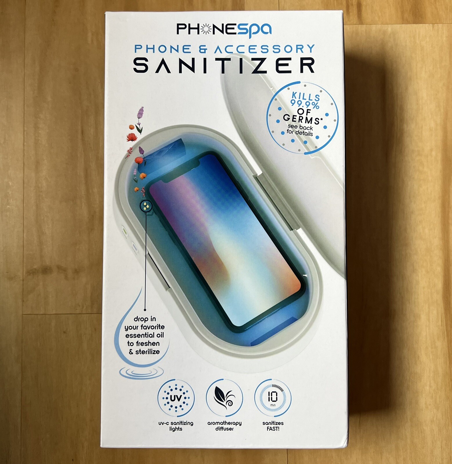 PhoneSpa Phone & Accessory UV Sanitizer Kills 99.9 Of Germs NIB NEW