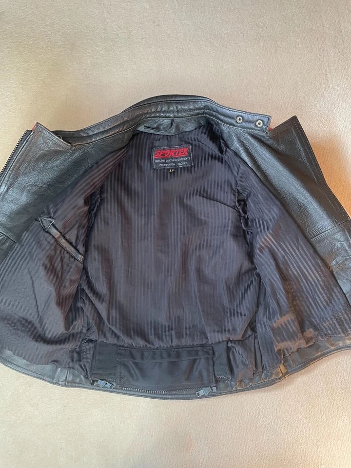 Red / Black / White Woman's Sportex Leather Vintage Motorcycle Racing Jacket - Image 4 of 4