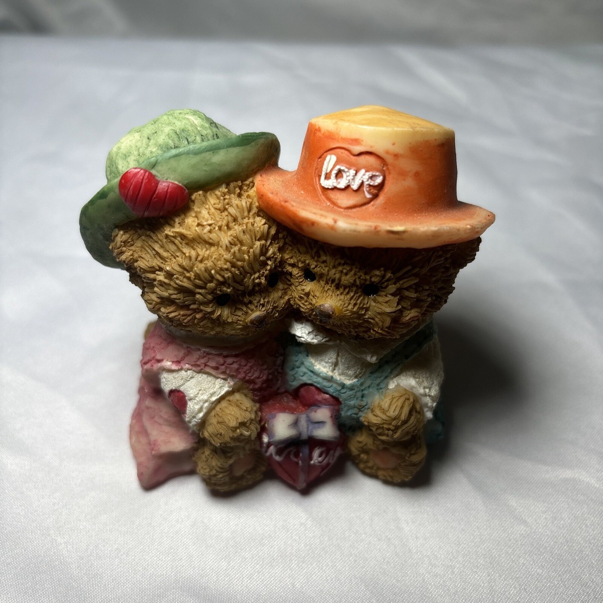 ୨୧‥∵ 小さめ　ヴィンテージ ベア　アンティークベア　∵‥୨୧ Ceramic Collectable Bears with Hats Love 2.5
