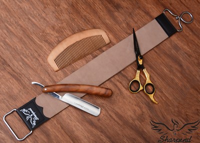 LEATHER SHARPENING STROP/BELT/STRAP BARBER SALON STRAIGHT CUT THROAT RAZOR BLADE