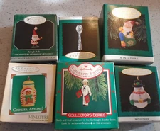 Hallmark Miniature Ornaments Set of 6 Assorted Cookies Spoon Snowman Clothespin