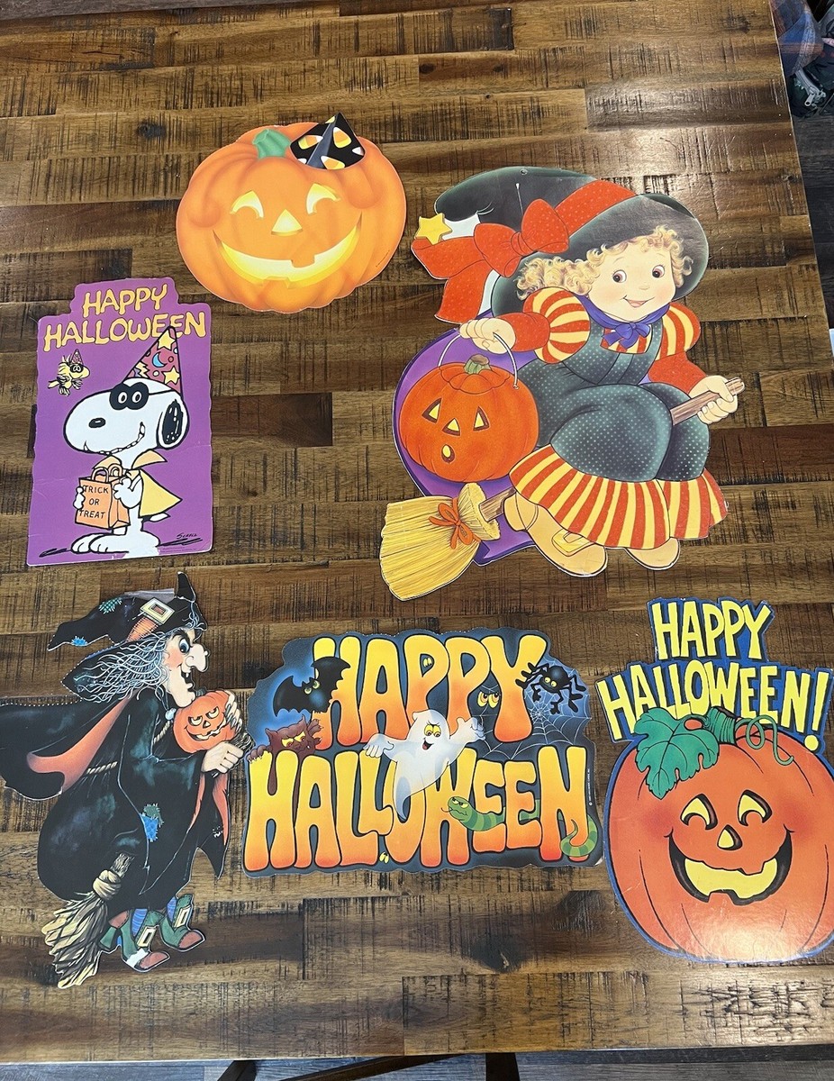 Vintage Halloween Cardboard Cut Out Decoration Lot Snoopy, Felt