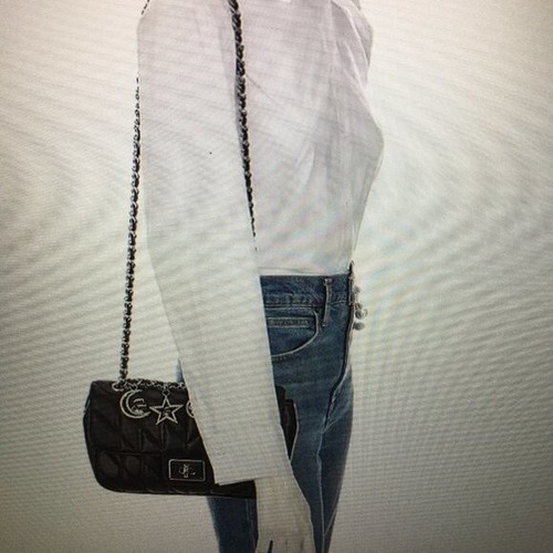 Karl Lagerfeld Agyness Lamm Leder Handtasche = Sonne Mond Sterne Charms Neu mit Etikett - Bild 5 von 7
