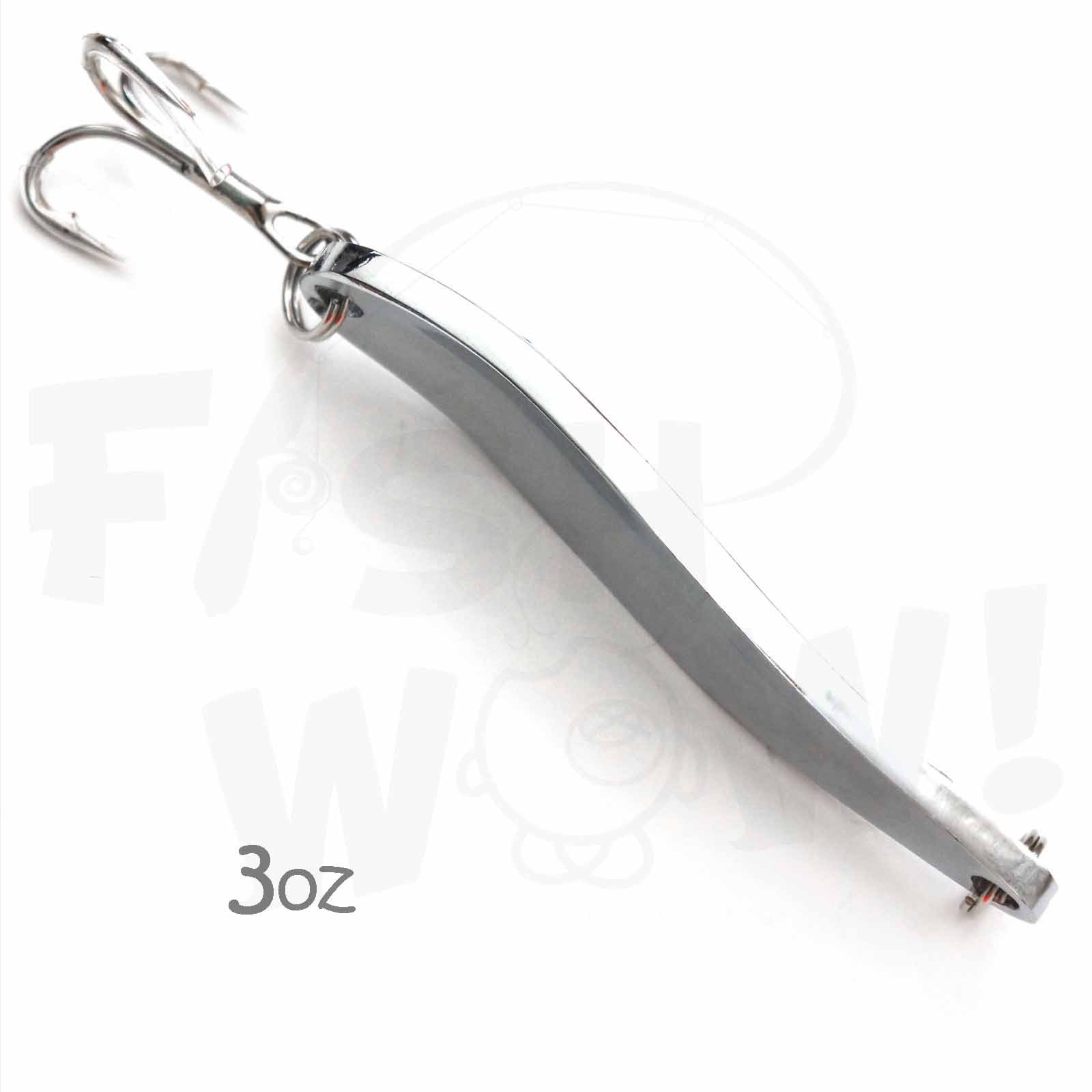 12pcs 3oz Fishing Trolling flutter Spoons Treble Hook Jig Lures Silver Tape @US - Image 2