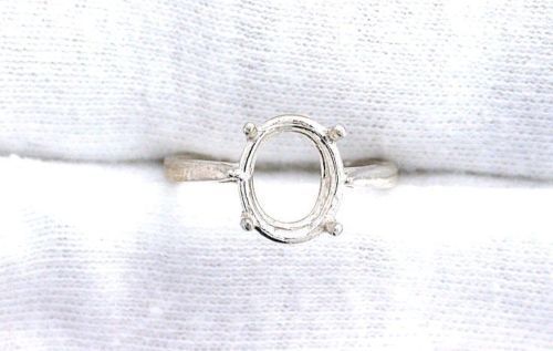 Sterling Silver 9x7 9mm x 7mm Oval Gemstone Gem Ring Prenotched Mounting Sz 5 - Picture 1 of 2
