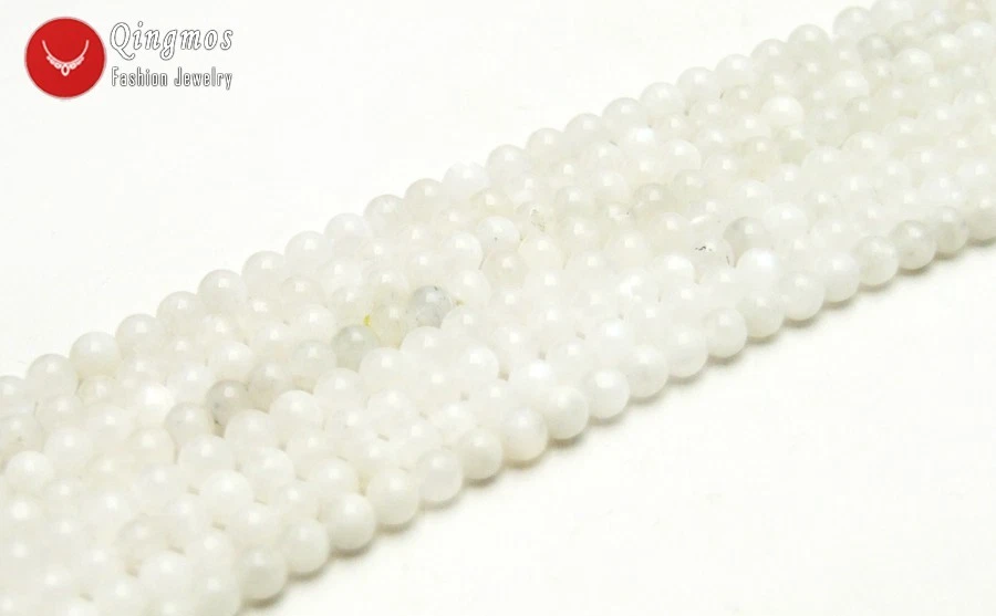 4mm White Round Natural Moonstone Loose Beads for Jewelry Making DIY 15'' los789 - Image 4 of 4