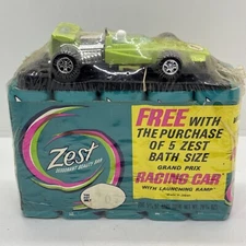 Vintage ZEST 5 Pack Promo Soap W/Green Grand Prix Racing Car & Launching Ramp