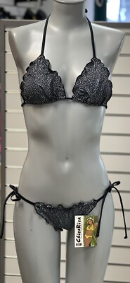 Chica Rica sexy scalloped Black bikini size small