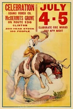 1930s Cowgirl Steer Bronc Rodeo Rider McDermits Grove Vintage Poster - 16x24
