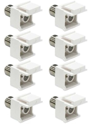 8 Pcs F Type Keystone Jack Coupler Coaxial Cable Connector Snap In Insert White