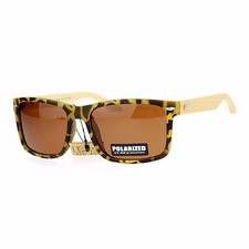 Polarized Lens Real Bamboo Sunglasses Matted Rectangular Frame UV400