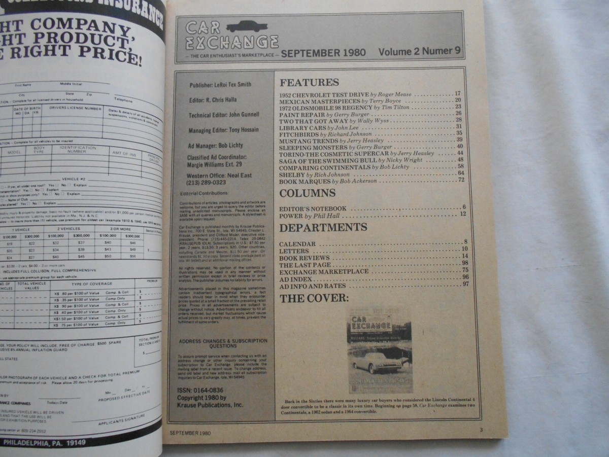 CAR EXCHANGE magazine-SEPTEMBER 1980 | eBay