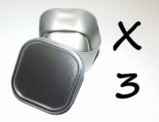 3 X 8-oz Square Slip On Lid Survival Metal Tin Can Container Box Kit Crafts Use