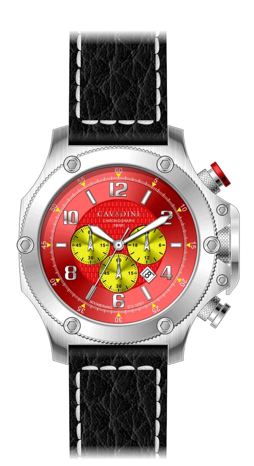 Chronographe CAVADINI Montre Homme Jumbo CV-1081 55 mm Jaune-Rouge - Photo 1/1