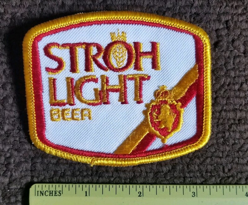 Stroh's LIGHT Beer collectors Breweriana  Vintage 80’s Jacket vest hat  Patch 