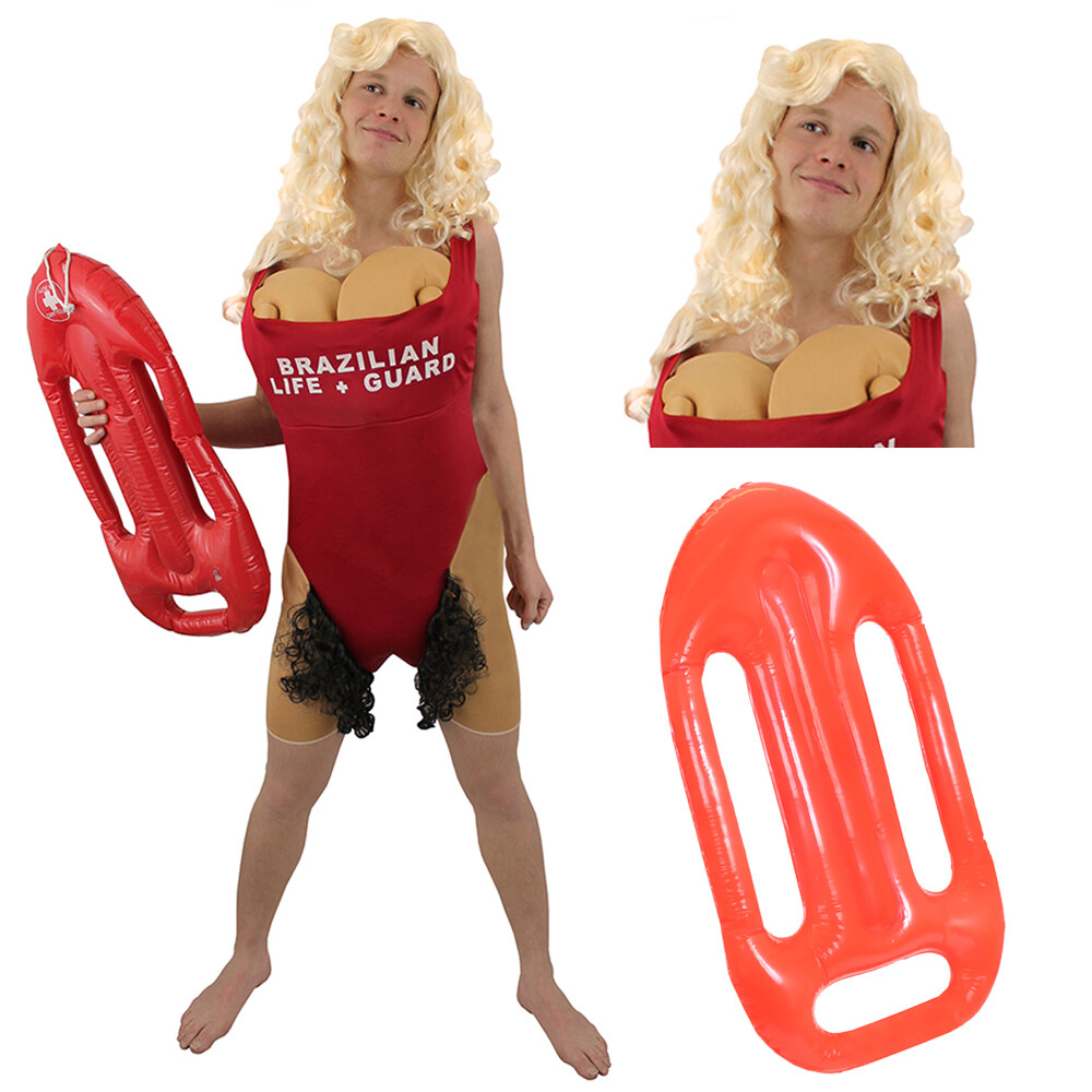 DISFRAZ DE SALVAVIDAS BRASILEÑO BABS NOVEDAD TRAJE DE BAÑO PARA HOMBRES PELUCA FLOTADOR DISFRAZ