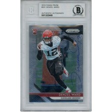 Denzel Ward Autographed/Signed 2018 Prizm Trading Card Slab Beckett 31395