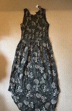 ULLA JOHNSON Gili Smocked Front Sheer Back Sleeveless Floral Midi Dress S