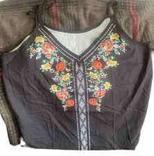 Pre Owned Women's Shein Tank Top Floral V Neck Sz Lg Casual Comfort Fashion