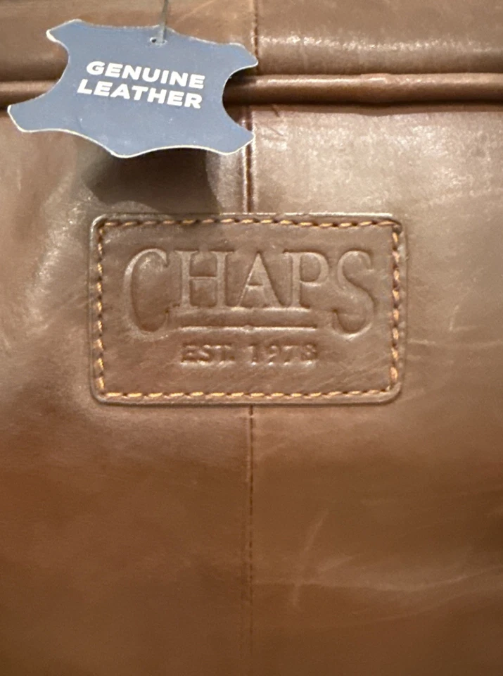 Ralph Lauren Chaps Carry On Marrón Top Grano Sillín Cuero Fin de Semana Lona - Nuevo con Etiquetas Foto 2 de 4