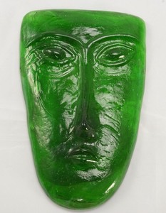 Gabriel & Rodolfo Lio Jaramillo 11 Inch Green Glass Mask Mexico