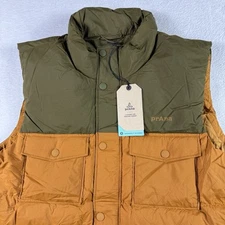 prAna Duck Down Timber Trail Vest Mens Large Peat Colorblock Full Zip Puffer