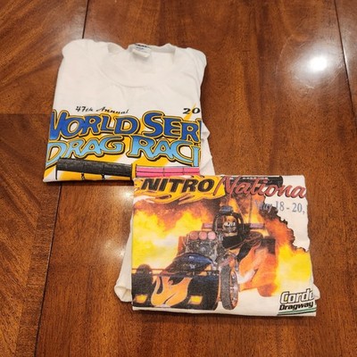 2 Pre-shrunk Cordova IL Dragway Park Size Lg 2000 2001 Drag Racing Tees