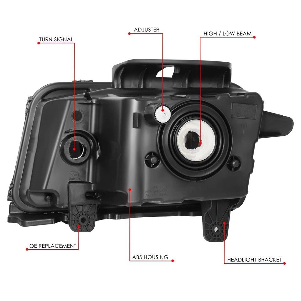 Conjunto de faros estilo OE carcasa negra lado pasajero Chevy Camaro 10-13 Fit Foto 4 de 4