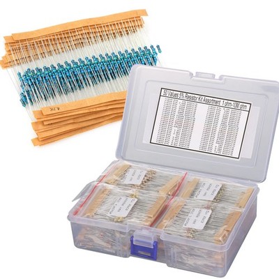 50 Values 2500PCS Resistor Kit 1 Ohm-10M Ohm with 5% 1/4W Metal Carbon Film R...