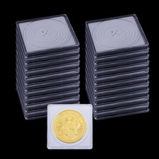 20PCS Acrylic Coin Collection Cases with Sponges, 5 Sizes White