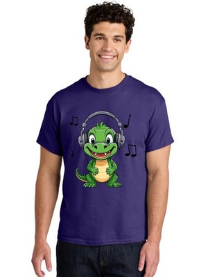 Crocodile-Headphones Mens Graphic Tee,100% Cotton,Casual Summer Wear