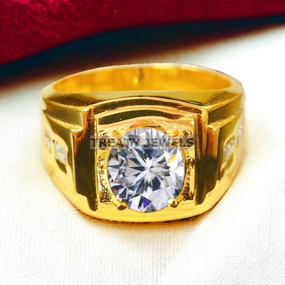 #ad #ad Moissanite Oval Cut With 14k Yellow Gold Ring For Men#x27;s #A437 # $499.99