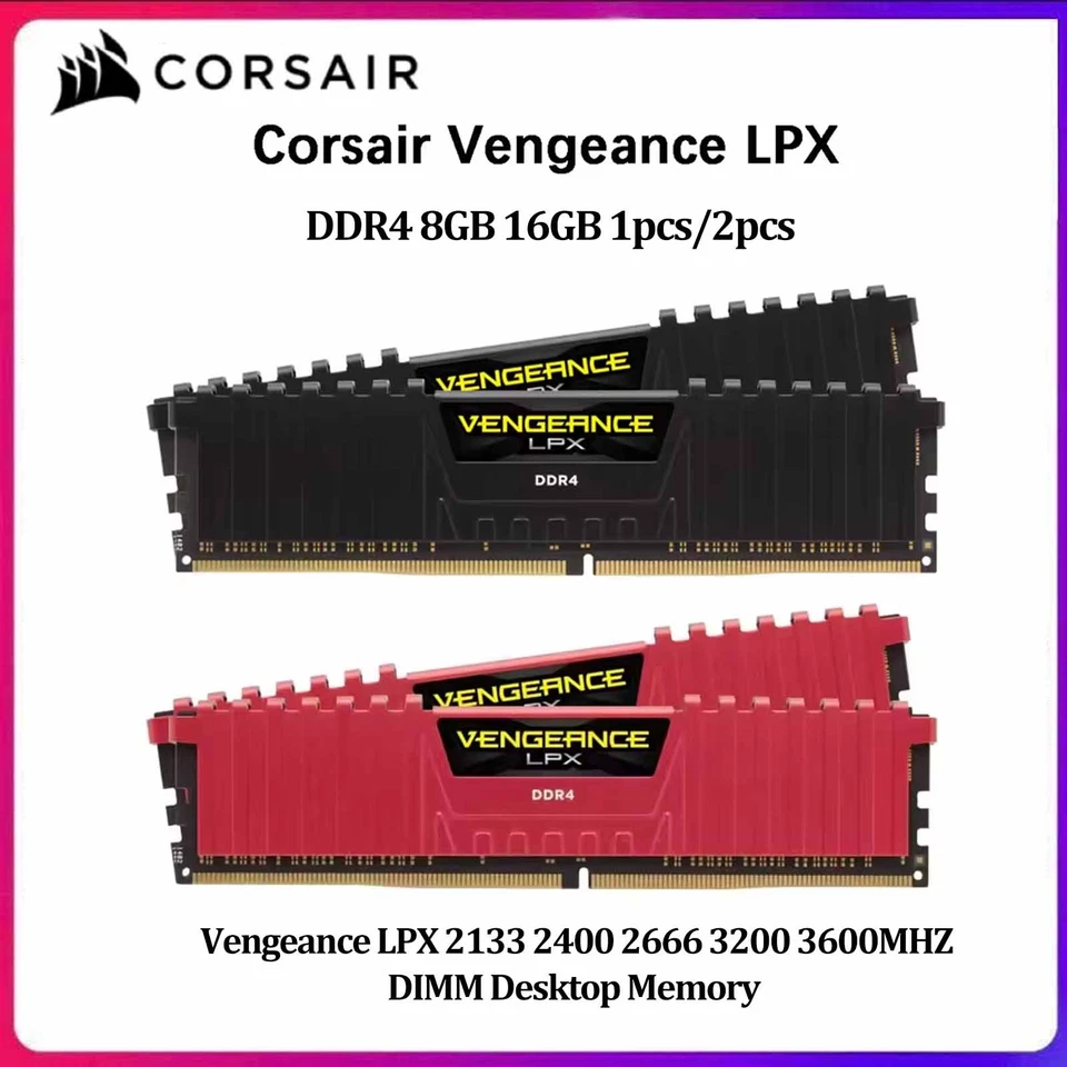CORSAIR VENGEANCE LPX DDR4 8GB/16GB 2133/2400/2666/3200 /3600 Desktop Memory Lot